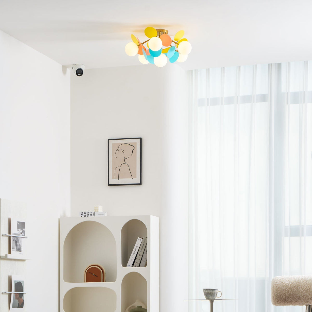 Flush-Mount Pastel Ceiling Light 10 in Diameter Metal & Acrylic for Kids Room Bedroom Office Home Nursery Small Space Overhead Lighting