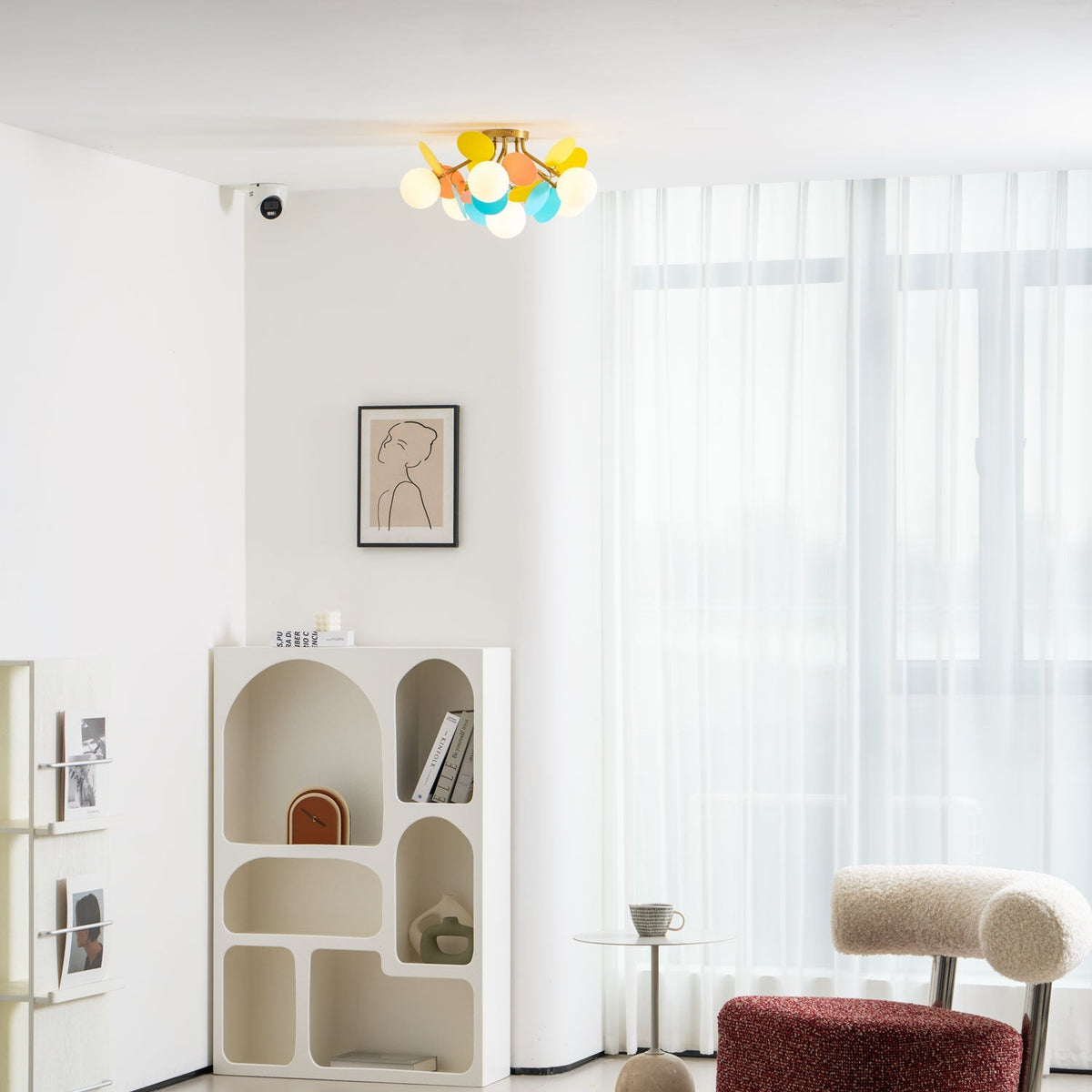 Flush-Mount Pastel Ceiling Light 10 in Diameter Metal & Acrylic for Kids Room Bedroom Office Home Nursery Small Space Overhead Lighting