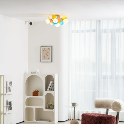 Flush-Mount Pastel Ceiling Light 10 in Diameter Metal & Acrylic for Kids Room Bedroom Office Home Nursery Small Space Overhead Lighting