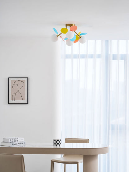 Flush-Mount Pastel Ceiling Light 10 in Diameter Metal & Acrylic for Kids Room Bedroom Office Home Nursery Small Space Overhead Lighting