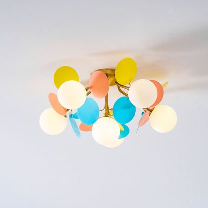 Flush-Mount Pastel Ceiling Light 10 in Diameter Metal & Acrylic for Kids Room Bedroom Office Home Nursery Small Space Overhead Lighting