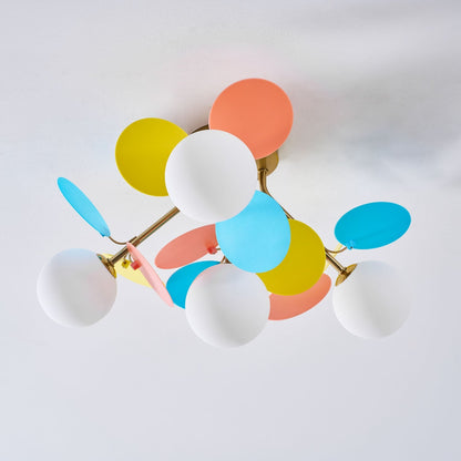 Flush-Mount Pastel Ceiling Light 10 in Diameter Metal & Acrylic for Kids Room Bedroom Office Home Nursery Small Space Overhead Lighting