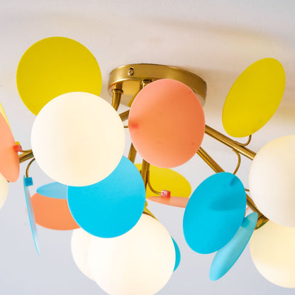 Flush-Mount Pastel Ceiling Light 10 in Diameter Metal & Acrylic for Kids Room Bedroom Office Home Nursery Small Space Overhead Lighting