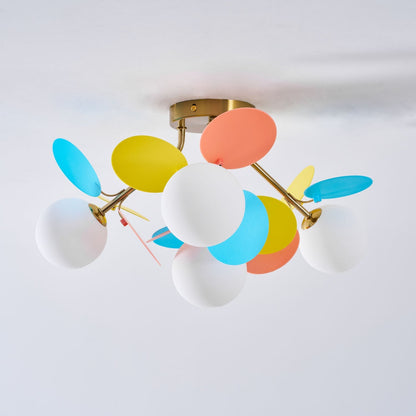 Flush-Mount Pastel Ceiling Light 10 in Diameter Metal & Acrylic for Kids Room Bedroom Office Home Nursery Small Space Overhead Lighting