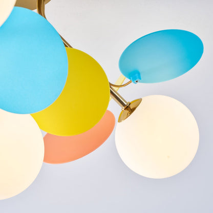 Flush-Mount Pastel Ceiling Light 10 in Diameter Metal & Acrylic for Kids Room Bedroom Office Home Nursery Small Space Overhead Lighting