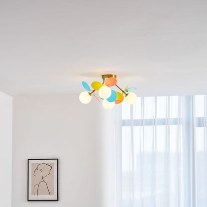 Flush-Mount Pastel Ceiling Light 10 in Diameter Metal & Acrylic for Kids Room Bedroom Office Home Nursery Small Space Overhead Lighting