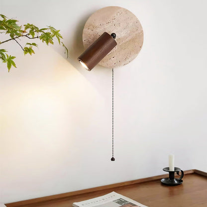 Rotatable Travertine Stone Sconce 7 Inch Adjustable Bedside Reading Light Warm LED Wall Mount Task Lighting Fixture for Bedroom Living Room
