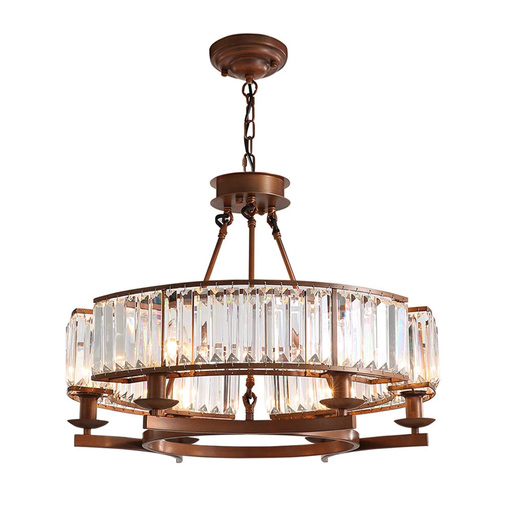 Wagon Wheel Crystal Fixture Matte Black Adjustable Hanging Light 31 Inch Dining Room Farmhouse Ceiling Lighting for Kitchen Island Living Ro