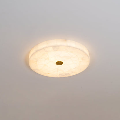 Ultra-Slim LED Flush Mount Light Fixture 2 in Profile Alabaster Dome Gold Accent Adjustable Color Temperature for Bedroom Living Room Entryw