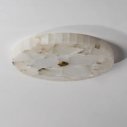 Ultra-Slim LED Flush Mount Light Fixture 2 in Profile Alabaster Dome Gold Accent Adjustable Color Temperature for Bedroom Living Room Entryw
