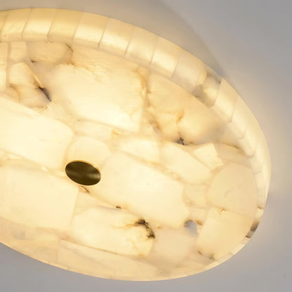 Ultra-Slim LED Flush Mount Light Fixture 2 in Profile Alabaster Dome Gold Accent Adjustable Color Temperature for Bedroom Living Room Entryw