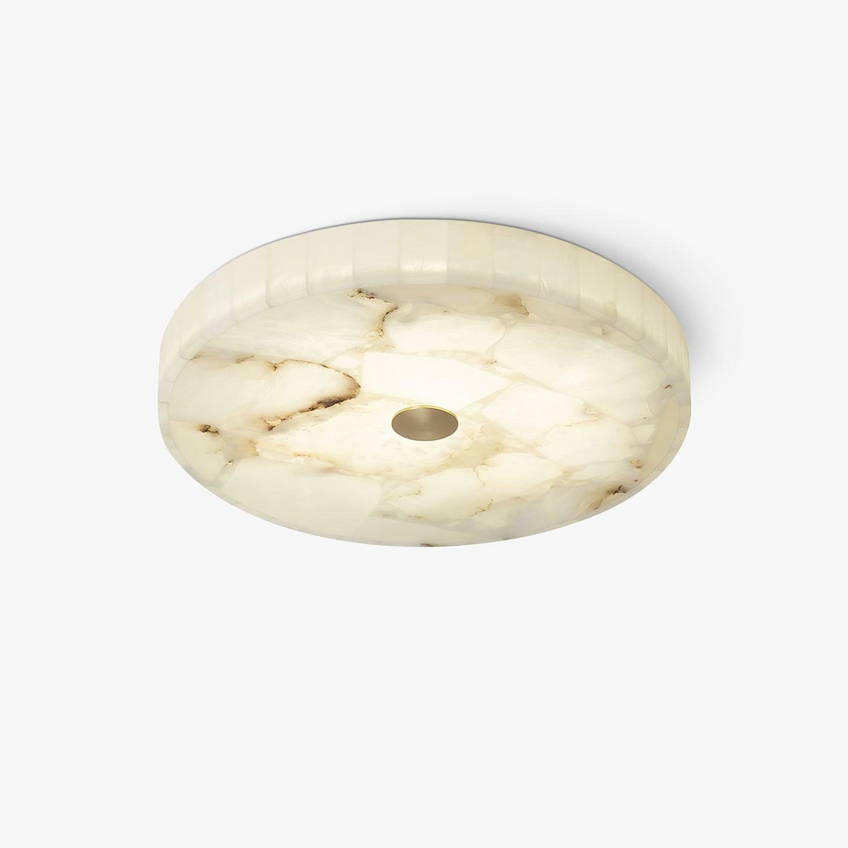 Ultra-Slim LED Flush Mount Light Fixture 2 in Profile Alabaster Dome Gold Accent Adjustable Color Temperature for Bedroom Living Room Entryw