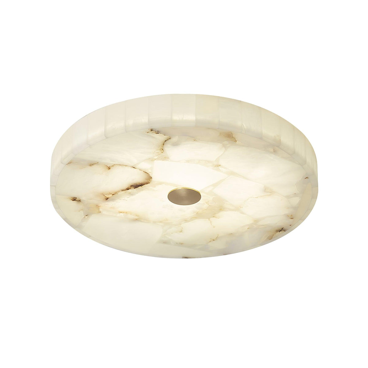 Ultra-Slim LED Flush Mount Light Fixture 2 in Profile Alabaster Dome Gold Accent Adjustable Color Temperature for Bedroom Living Room Entryw
