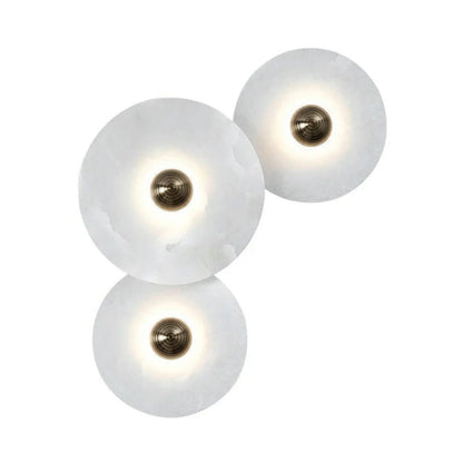 Layered Alabaster Sconce Flush Mount LED Fixture Bronze Multi-Disc Indoor Accent Light for Bedroom Hallway Living Room Modern Sculptural Cei