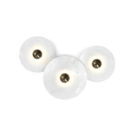 Layered Alabaster Sconce Flush Mount LED Fixture Bronze Multi-Disc Indoor Accent Light for Bedroom Hallway Living Room Modern Sculptural Cei