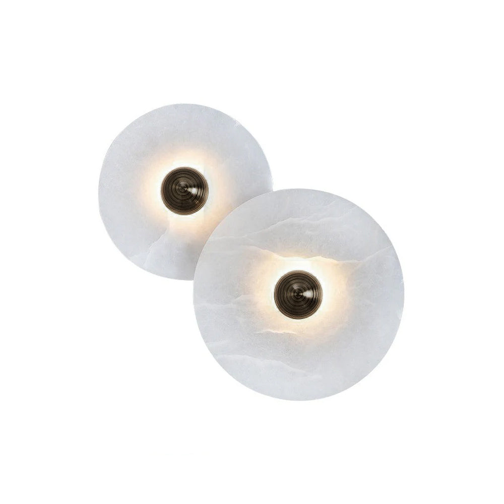 Layered Alabaster Sconce Flush Mount LED Fixture Bronze Multi-Disc Indoor Accent Light for Bedroom Hallway Living Room Modern Sculptural Cei