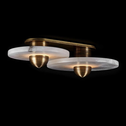 Round Stone Sconce with Built-In LED – Natural Veined Finish for Bedroom, Hallway & Living Room – 6 to 12 Inch Sizes – Minimalist Aluminum M