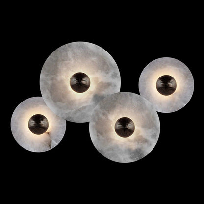 Layered Alabaster Sconce Flush Mount LED Fixture Bronze Multi-Disc Indoor Accent Light for Bedroom Hallway Living Room Modern Sculptural Cei