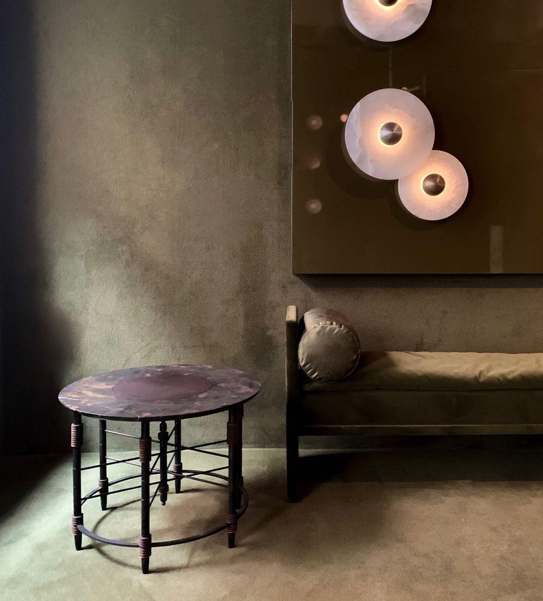 Layered Alabaster Sconce Flush Mount LED Fixture Bronze Multi-Disc Indoor Accent Light for Bedroom Hallway Living Room Modern Sculptural Cei