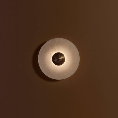 LED Flush Mount Ceiling Light 12 Inch Alabaster Shade Aluminum Frame Dual Install Wall Sconce Contemporary Fixture for Bedroom Hallway Livin
