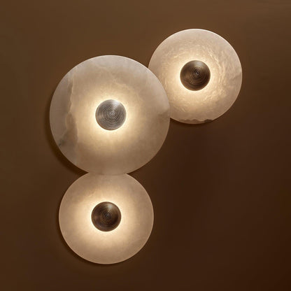 LED Flush Mount Ceiling Light 12 Inch Alabaster Shade Aluminum Frame Dual Install Wall Sconce Contemporary Fixture for Bedroom Hallway Livin