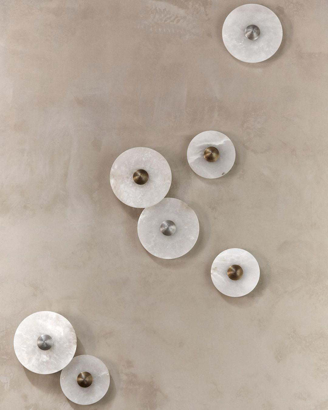 LED Flush Mount Ceiling Light 12 Inch Alabaster Shade Aluminum Frame Dual Install Wall Sconce Contemporary Fixture for Bedroom Hallway Livin