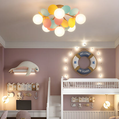 Flush-Mount Pastel Ceiling Light 10 in Diameter Metal & Acrylic for Kids Room Bedroom Office Home Nursery Small Space Overhead Lighting