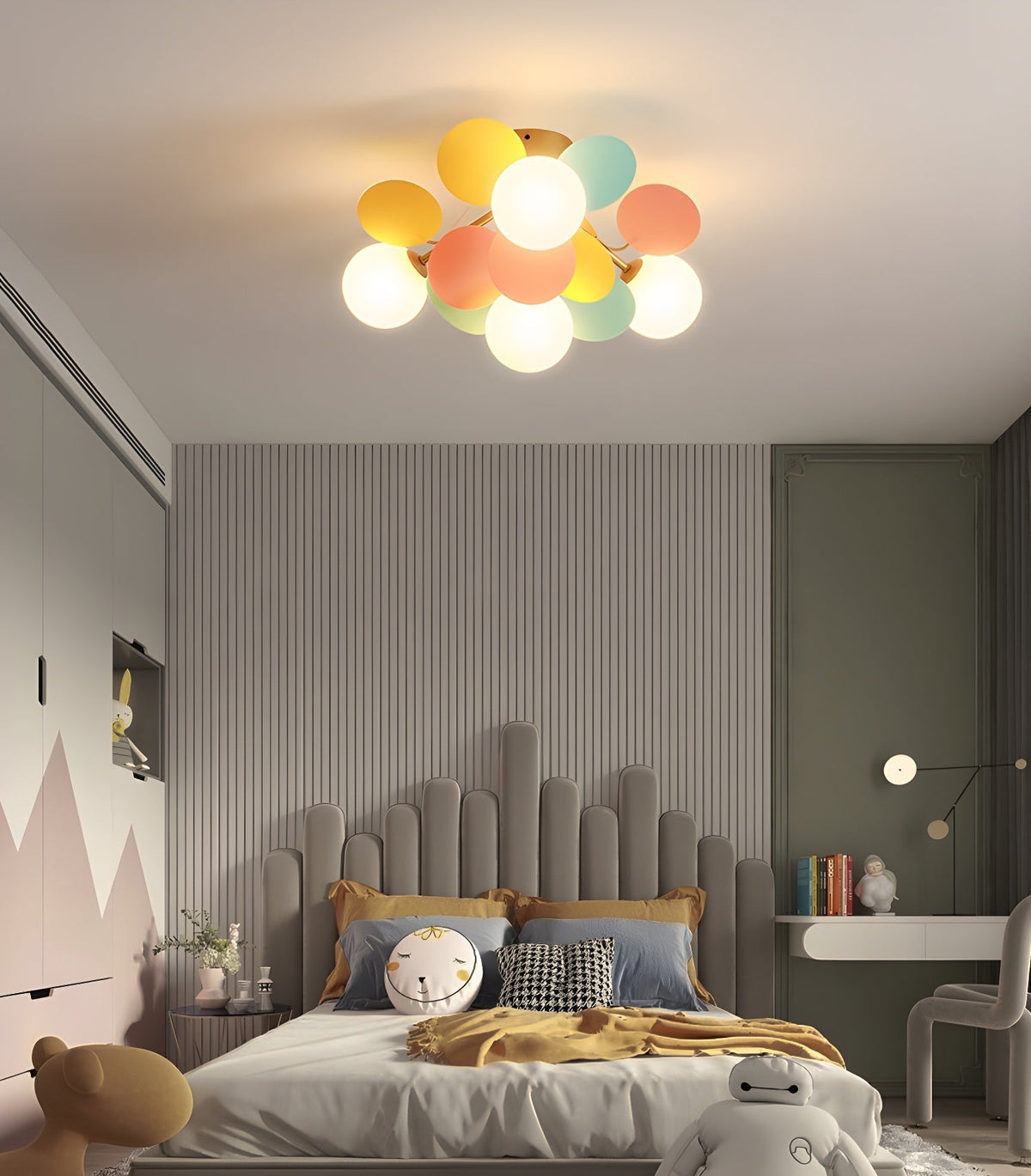 Flush-Mount Pastel Ceiling Light 10 in Diameter Metal & Acrylic for Kids Room Bedroom Office Home Nursery Small Space Overhead Lighting