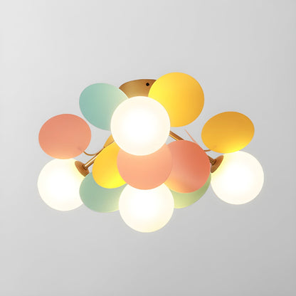 Flush-Mount Pastel Ceiling Light 10 in Diameter Metal & Acrylic for Kids Room Bedroom Office Home Nursery Small Space Overhead Lighting