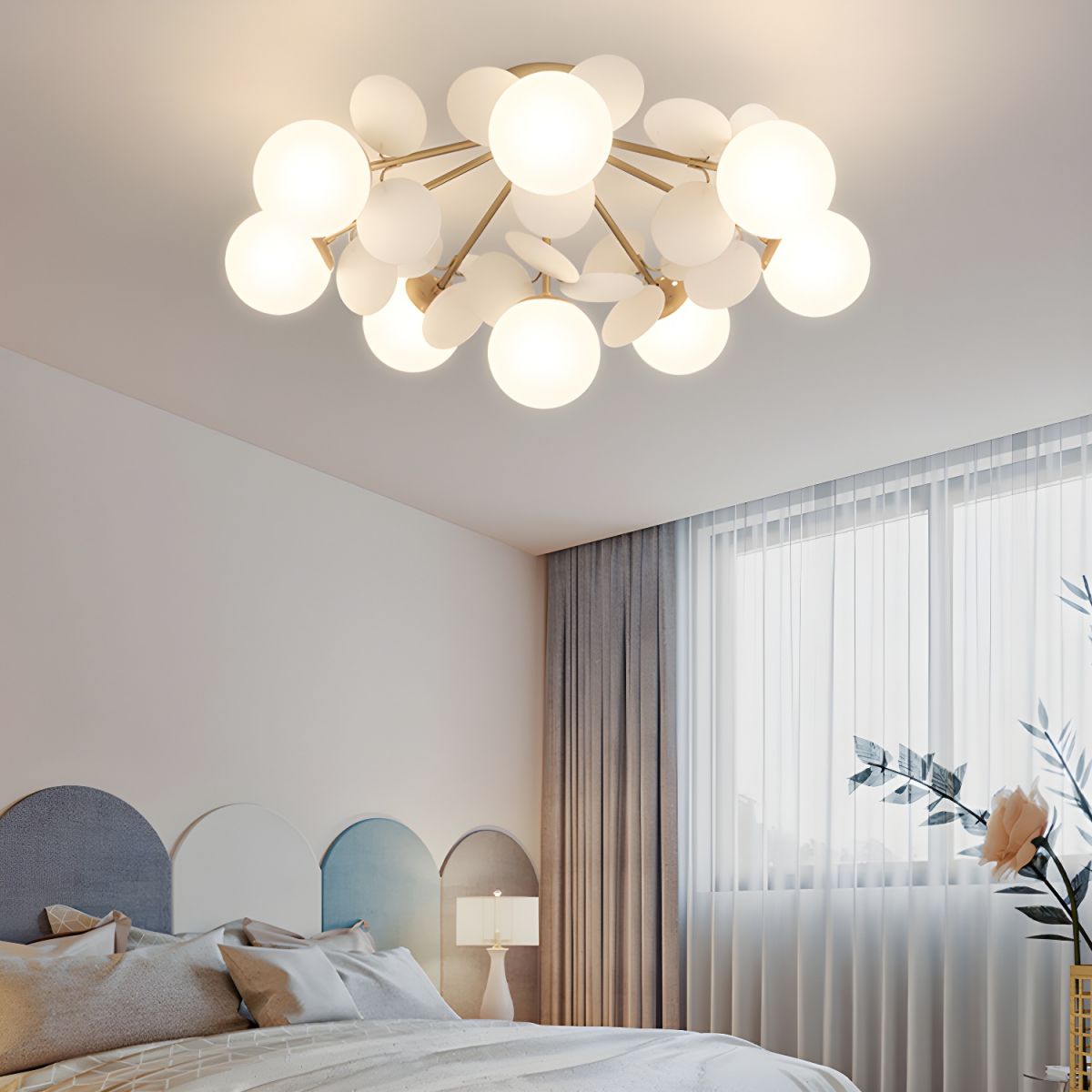 Flush-Mount Pastel Ceiling Light 10 in Diameter Metal & Acrylic for Kids Room Bedroom Office Home Nursery Small Space Overhead Lighting