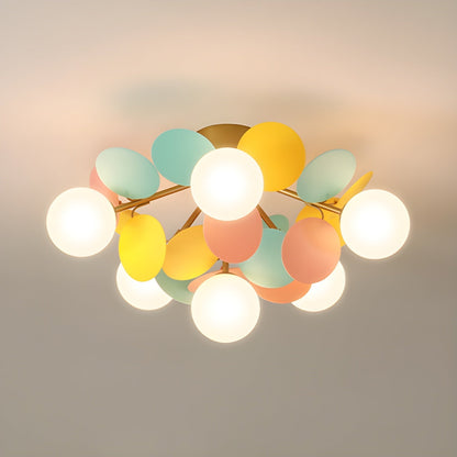 Flush-Mount Pastel Ceiling Light 10 in Diameter Metal & Acrylic for Kids Room Bedroom Office Home Nursery Small Space Overhead Lighting