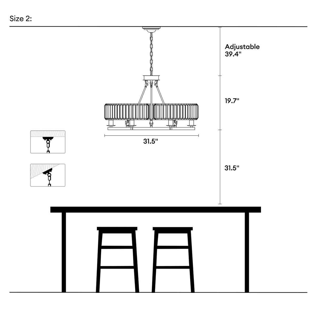Round Overhead Fixture with Hanging Prisms for Dining Areas, Open-Concept Kitchens & Farmhouse Interiors | Adjustable Height, Wagon Wheel Fr