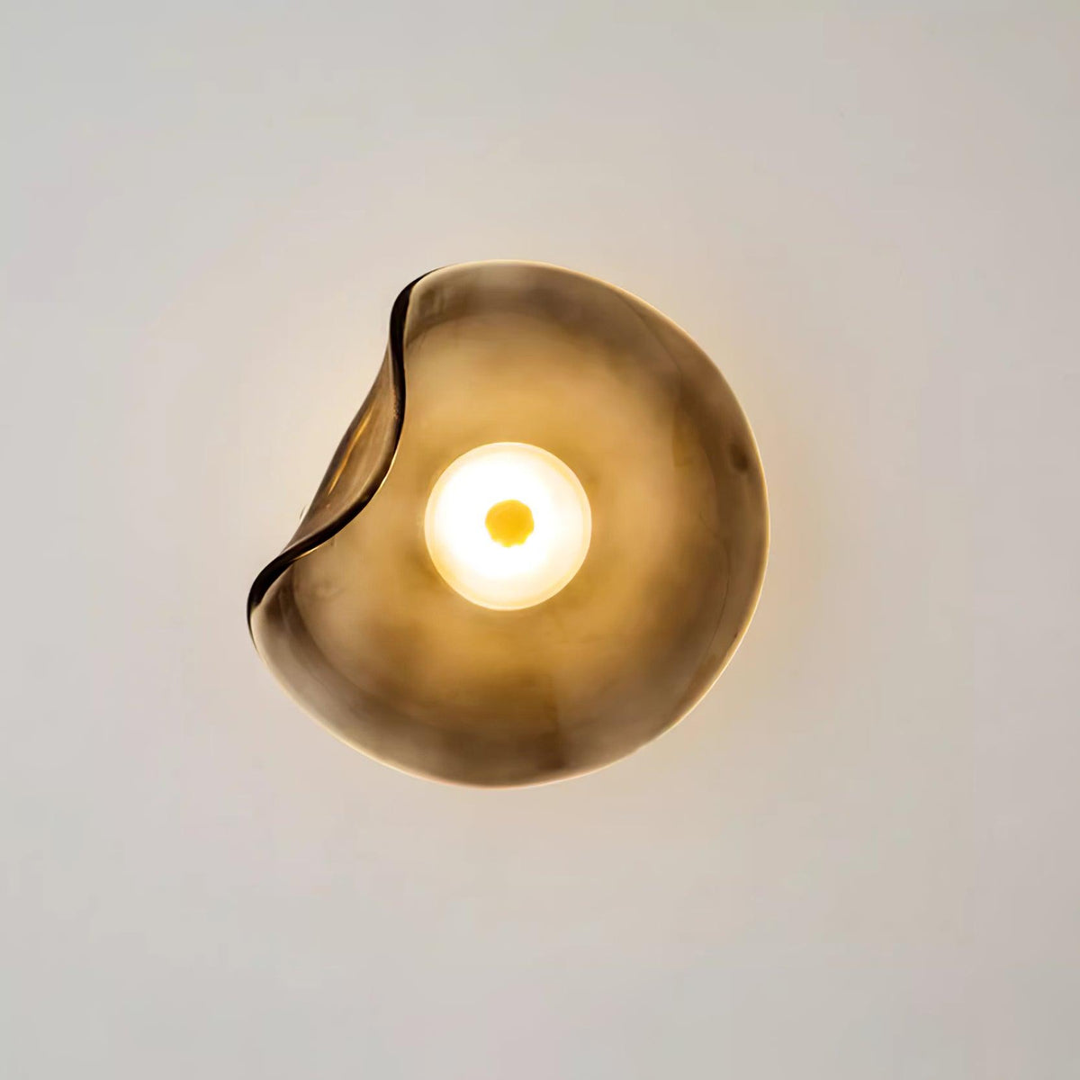 Glass Sconce with Warm LED 12 in Diameter Flowing Design for Bathroom Hallway Living Room Ambient Glow Contemporary Decor Moisture Resistant
