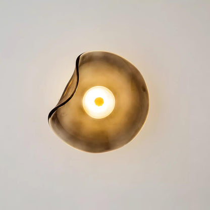 Glass Sconce with Warm LED 12 in Diameter Flowing Design for Bathroom Hallway Living Room Ambient Glow Contemporary Decor Moisture Resistant