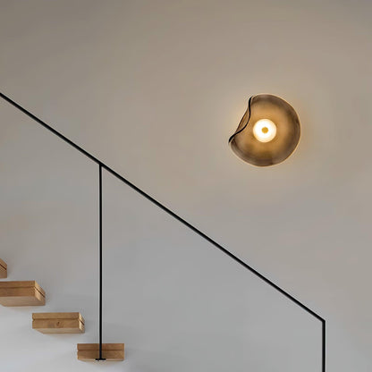 Glass Sconce with Warm LED 12 in Diameter Flowing Design for Bathroom Hallway Living Room Ambient Glow Contemporary Decor Moisture Resistant