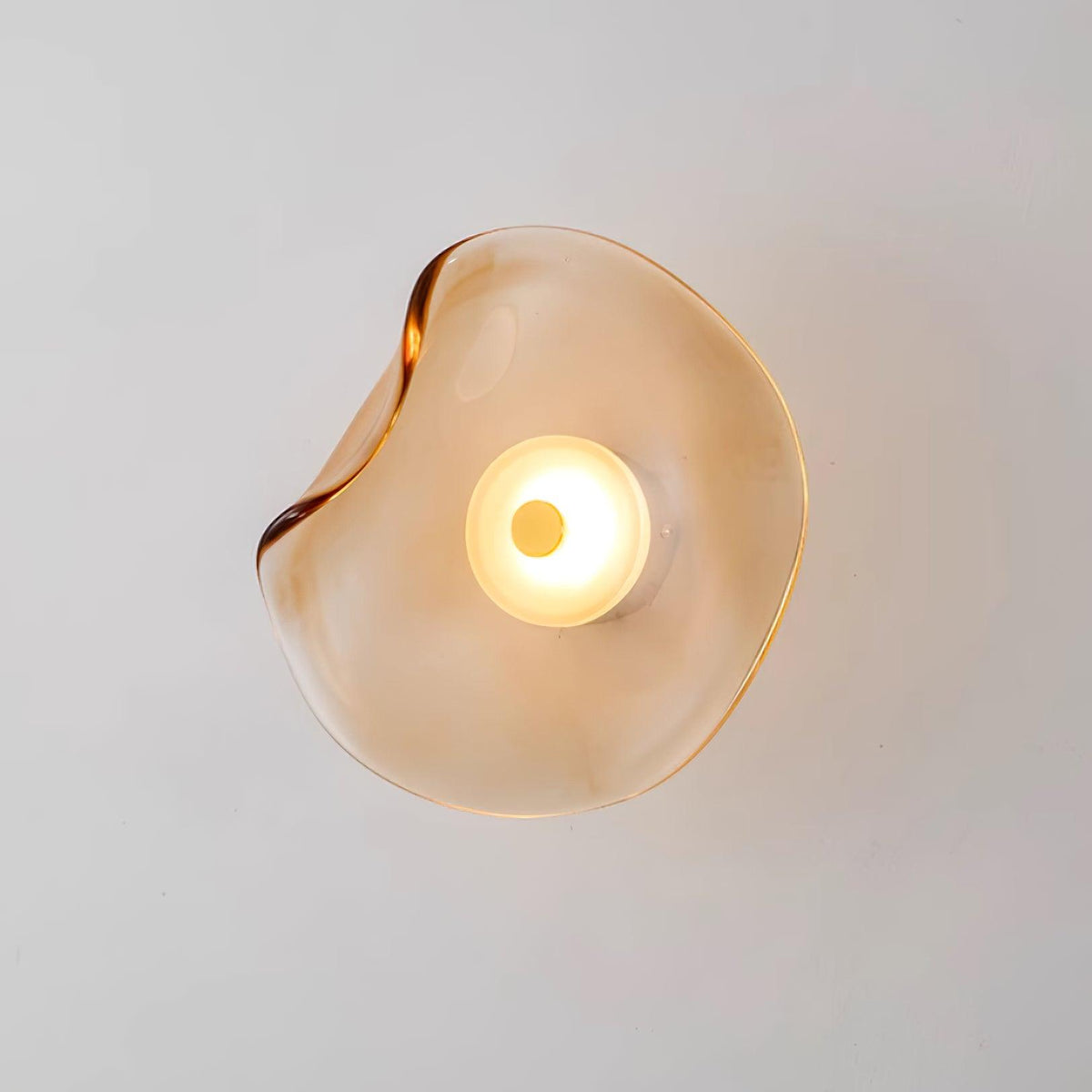 Glass Sconce with Warm LED 12 in Diameter Flowing Design for Bathroom Hallway Living Room Ambient Glow Contemporary Decor Moisture Resistant
