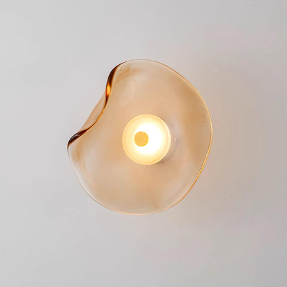 Glass Sconce with Warm LED 12 in Diameter Flowing Design for Bathroom Hallway Living Room Ambient Glow Contemporary Decor Moisture Resistant