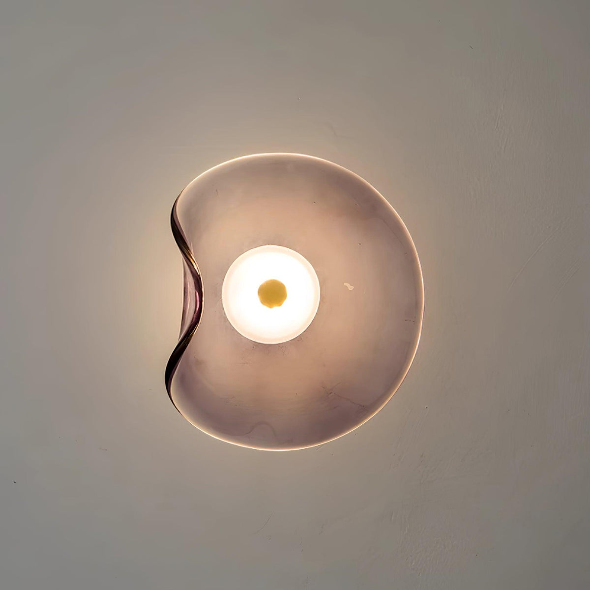 Glass Sconce with Warm LED 12 in Diameter Flowing Design for Bathroom Hallway Living Room Ambient Glow Contemporary Decor Moisture Resistant