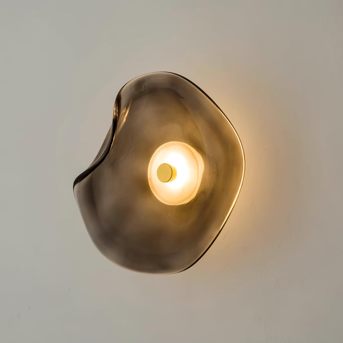 Glass Sconce with Warm LED 12 in Diameter Flowing Design for Bathroom Hallway Living Room Ambient Glow Contemporary Decor Moisture Resistant