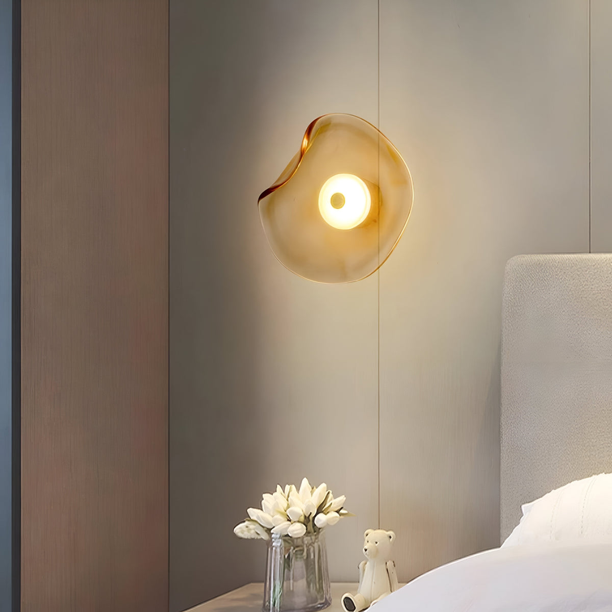 Curved Glass LED Wall Sconce 10 in Warm White Bidirectional Light Fixture for Bedroom Hallway Living Room Modern Indoor Accent Lighting