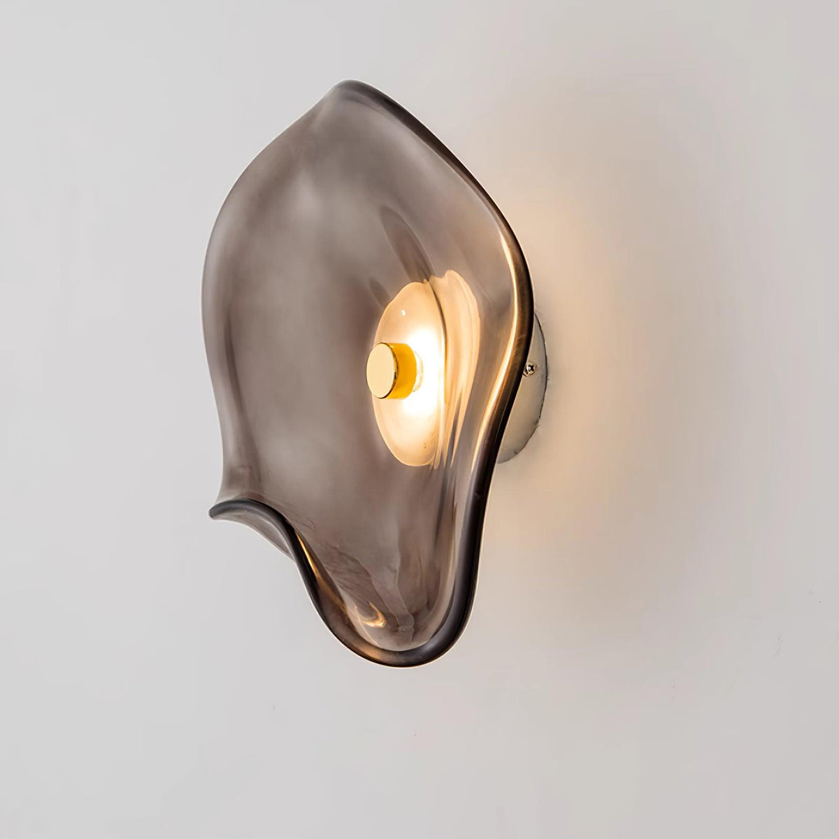 Glass Sconce with Warm LED 12 in Diameter Flowing Design for Bathroom Hallway Living Room Ambient Glow Contemporary Decor Moisture Resistant