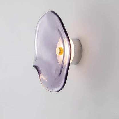 Glass Sconce with Warm LED 12 in Diameter Flowing Design for Bathroom Hallway Living Room Ambient Glow Contemporary Decor Moisture Resistant