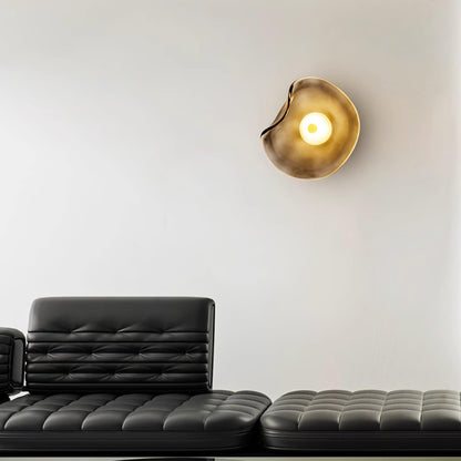 Glass Sconce with Warm LED 12 in Diameter Flowing Design for Bathroom Hallway Living Room Ambient Glow Contemporary Decor Moisture Resistant
