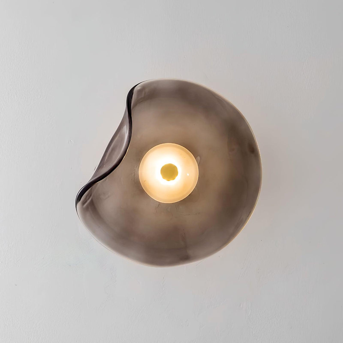 Glass Sconce with Warm LED 12 in Diameter Flowing Design for Bathroom Hallway Living Room Ambient Glow Contemporary Decor Moisture Resistant