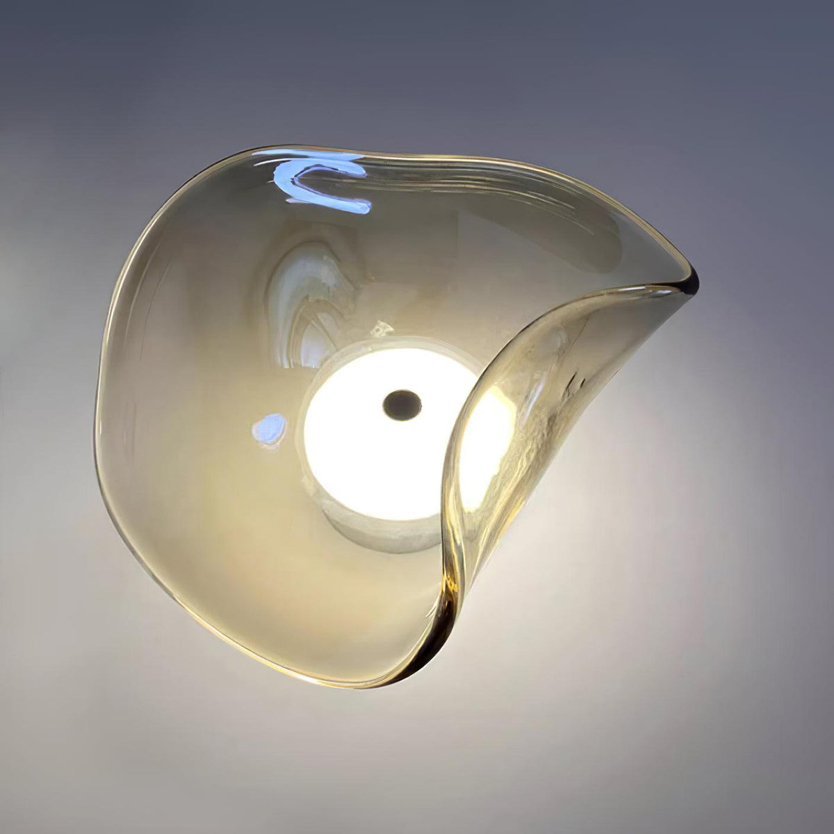 Glass Sconce with Warm LED 12 in Diameter Flowing Design for Bathroom Hallway Living Room Ambient Glow Contemporary Decor Moisture Resistant
