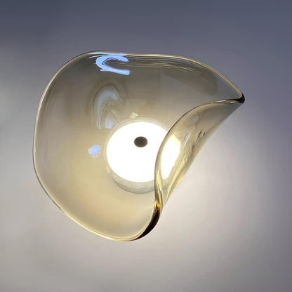 Glass Sconce with Warm LED 12 in Diameter Flowing Design for Bathroom Hallway Living Room Ambient Glow Contemporary Decor Moisture Resistant