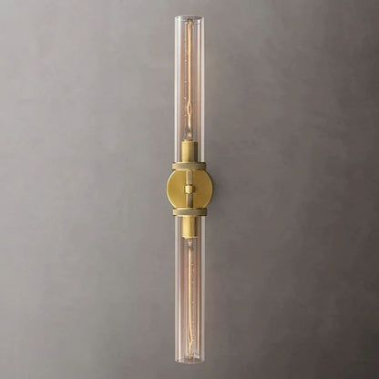 Industrial Linear Wall Light with Glass Hexagon Shade – Metal Hardwired Sconce for Hallway & Bedroom – Dimmable E26 Socket
