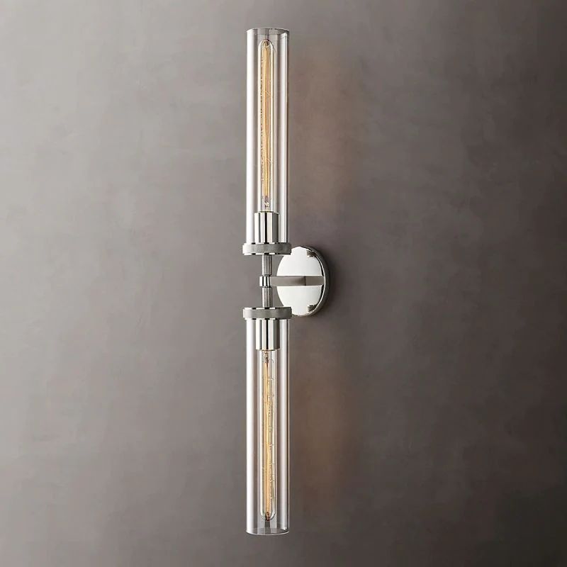 Industrial Linear Wall Light with Glass Hexagon Shade – Metal Hardwired Sconce for Hallway & Bedroom – Dimmable E26 Socket