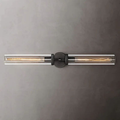 Industrial Linear Wall Light with Glass Hexagon Shade – Metal Hardwired Sconce for Hallway & Bedroom – Dimmable E26 Socket