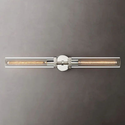 Industrial Linear Wall Light with Glass Hexagon Shade – Metal Hardwired Sconce for Hallway & Bedroom – Dimmable E26 Socket